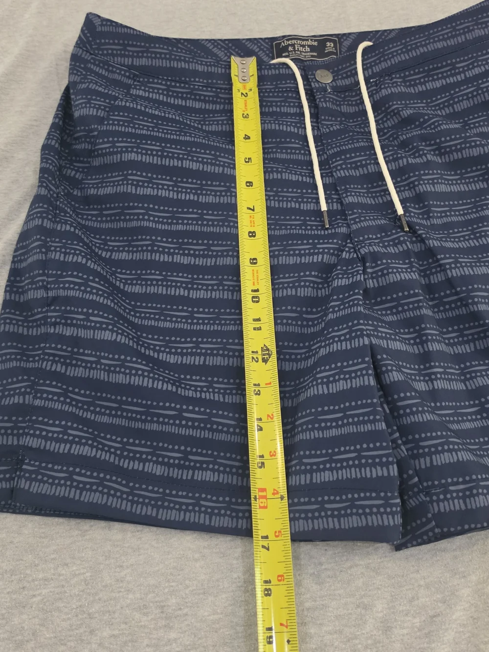 Abercrombie & Fitch Men's Navy Striped Pattern Swim Trunks